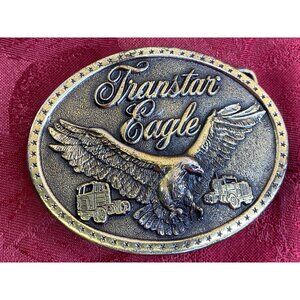 Vtg TRANSTAR EAGLE Great American Trucker Solid Brass Belt Buckle Lewis Buckles